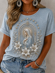 Women's Assumption of Mary Faith Art Printed T-shirt