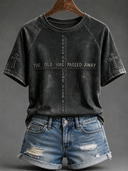 Women's The New Has Come Faith Print Round Neck Short Sleeve T-shirt