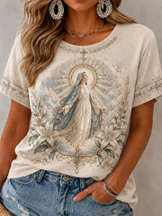 Women's Assumption of Mary Faith Art Printed T-shirt