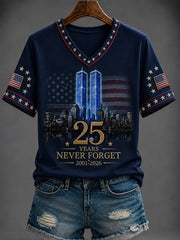 Women's America Printed V-neck T-shirt