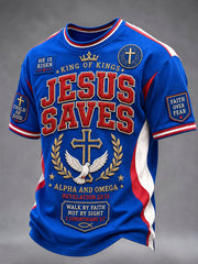 Men's Christian Cross O-neck Short Sleeve T-shirt
