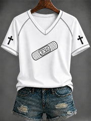 Women's Faith Printed V-neck T-shirt