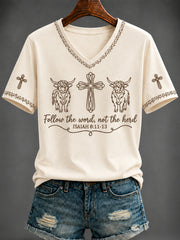 Women's Faith Printed V-neck T-shirt