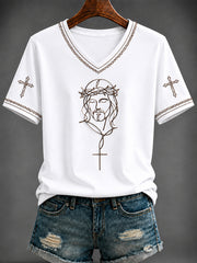 Women's Faith Printed V-neck T-shirt