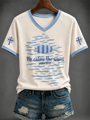 Women's Faith Printed V-neck T-shirt