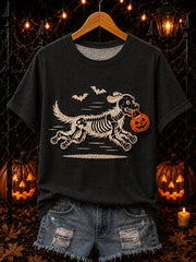 Women's Off to Be Spooky Skeleton Dog T-shirt