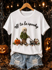 Women's Off to Be Spooky Skeleton Dog T-shirt
