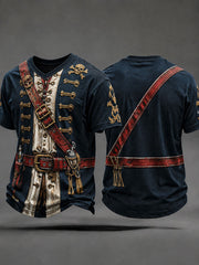 Men's Pirate Print V-Neck T-Shirts
