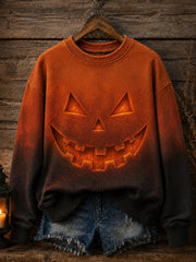 Women's Halloween Funny Face Print Sweatshirt