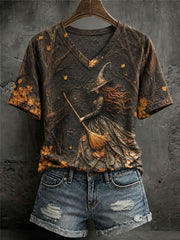 Women's Halloween Witch Print Casual T-Shirt
