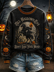 Women's”Don't Lose Your Head" Headless Horseman Halloween Casual Regular Sweatshirt