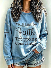 Women's Faith Print Casual Sweatshirt