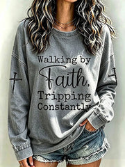 Women's Faith Print Casual Sweatshirt