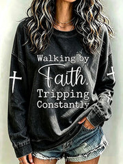 Women's Faith Print Casual Sweatshirt