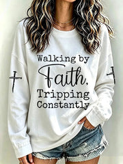 Women's Faith Print Casual Sweatshirt