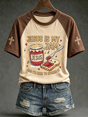 Women's faith theme fun slogan pattern printed casual short-sleeved T-shirt