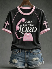 Women's faith theme fun slogan pattern printed casual short-sleeved T-shirt