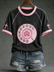 Women's faith theme fun slogan pattern printed casual short-sleeved T-shirt