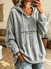 Women’s 'Faith Over Fear' Printed Casual Hoodie
