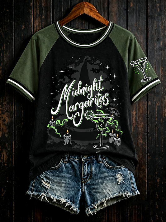 Women's Midnight Margaritas Print round neck short sleeve T-shirt