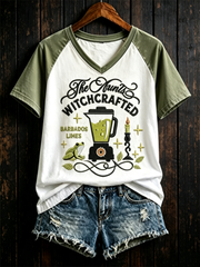 Women's Midnight Margaritas Print V-neck off-shoulder short-sleeved T-shirt
