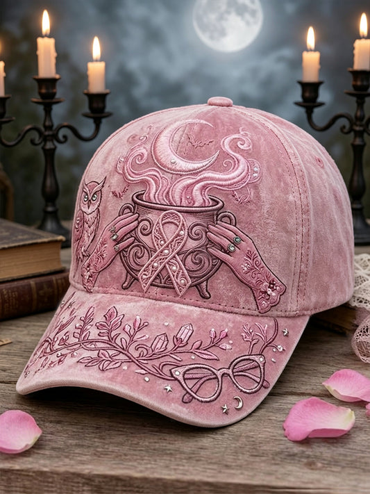 Vintage Halloween Witch Pink Ribbon Print Unisex Hat