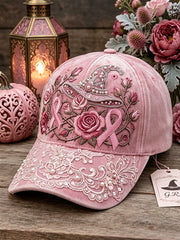 Vintage Halloween Pink Ribbon Floral Print Unisex Hat
