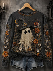 Women's Halloween Ghost Print Sweatshirt