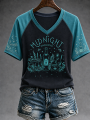 Women's Midnight Margaritas Printed V-neck off-shoulder short-sleeved T-shirt