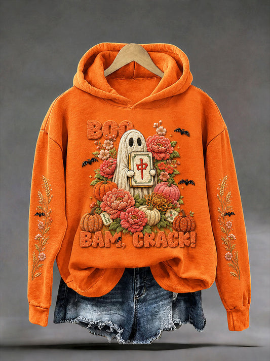 Women's Mahjong Halloween Ghost Casual Regular Sweatshirt
