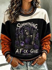 Women's Summoning A Fck to Give Gothic Printed Sweatshirt