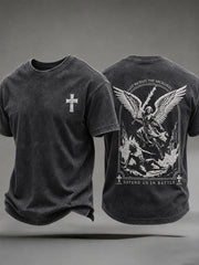 Men's Saint Michael The Archangel Print Short Sleeves T-shirt
