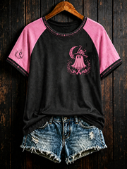 Women's Breast cancer Halloween print short-sleeved T-shirt