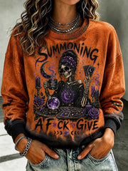 Women's Summoning A Fck to Give Gothic Printed Sweatshirt