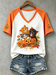 Women's Halloween Cat T-Shirt