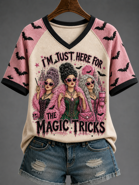 Women's It’s Just A Bunch Of Magic Tricks V-neck Off-shoulder Short-sleeved T-shirt