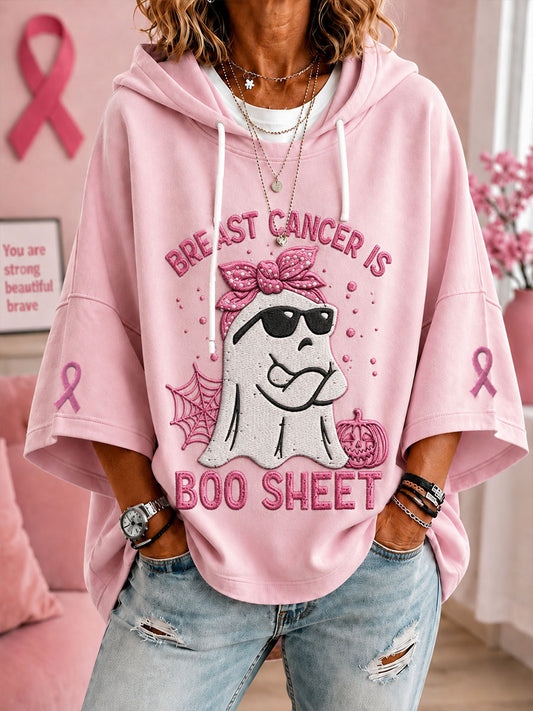 Women’s Breast Cancer Is Boo Sheet Short-Sleeve Hoodie