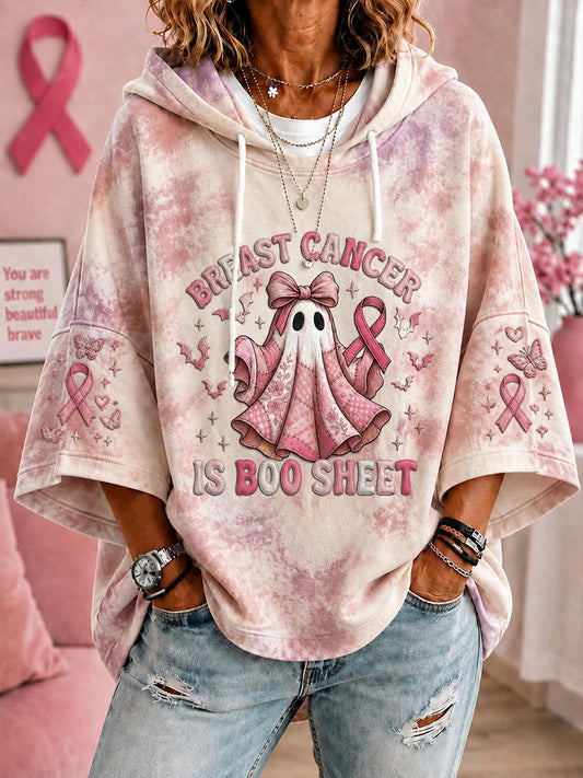 Women’s Breast Cancer Is Boo Sheet Short-Sleeve Hoodie