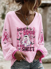 Women's Breast Cancer Is Boo Sheet Cotton-Linen Shirt