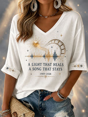 Women's "A LIGHT THAT HEALS · A SONG THAT STAYS" V-neck T-shirts