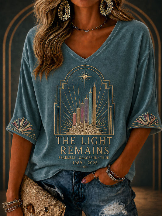 Women's "THE LIGHT REMAINS" V-neck T-shirts