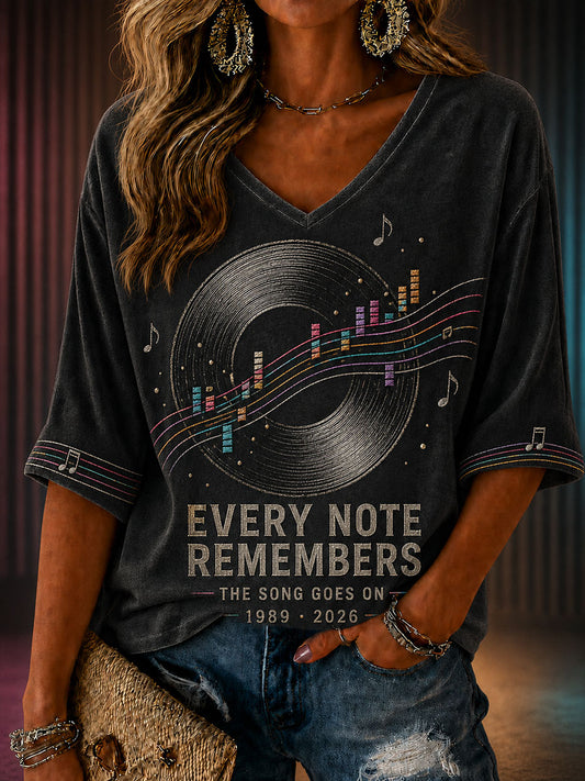Women's "EVERY NOTE REMEMBERS" V-neck T-shirts