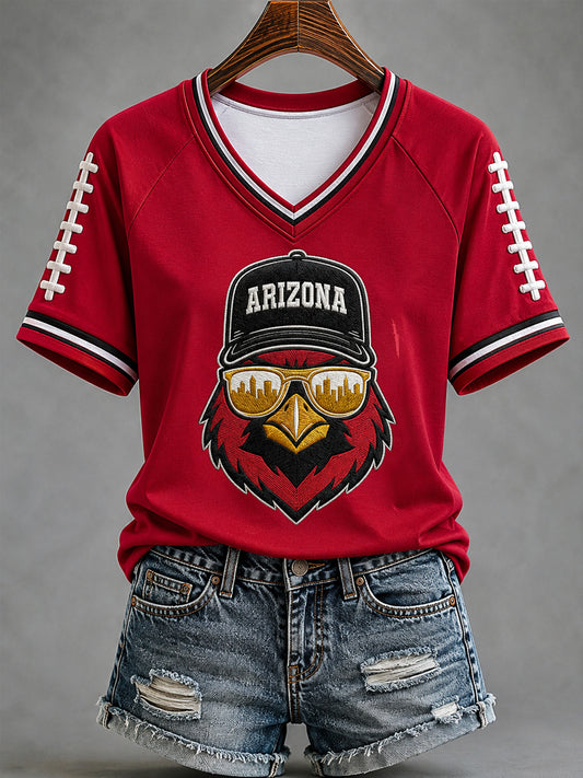 Women's Football Gameday Gift For Football Fans Casual V-Neck Tee