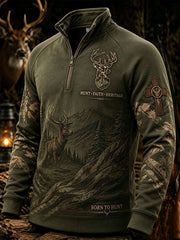 Men's Vintage Traditional Reindeer Pattern Western Sweatshirt