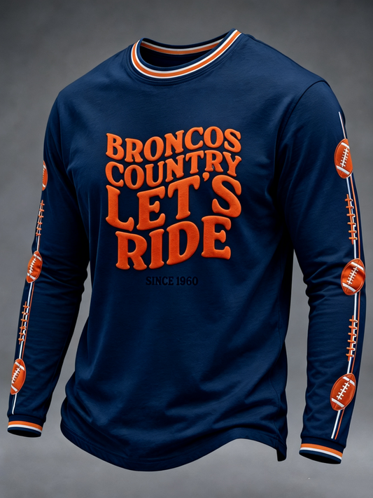 Men's Football Gameday Gift For Football Fans long sleeve round neck T-shirt
