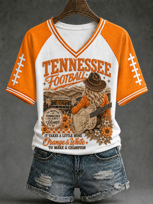 Women's Tennessee Football Print Casual T-Shirt