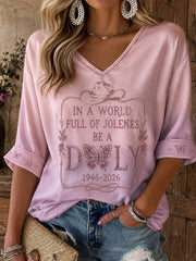 Women's Country Music Lover Queen of Country Floral Art Printed T-shirt