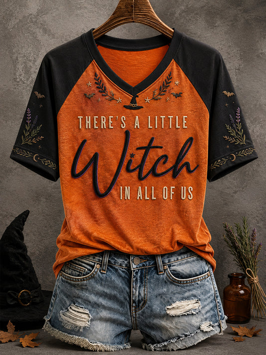 Women's Halloween There's A Little Witch In All of Us Art Printed T-shirt
