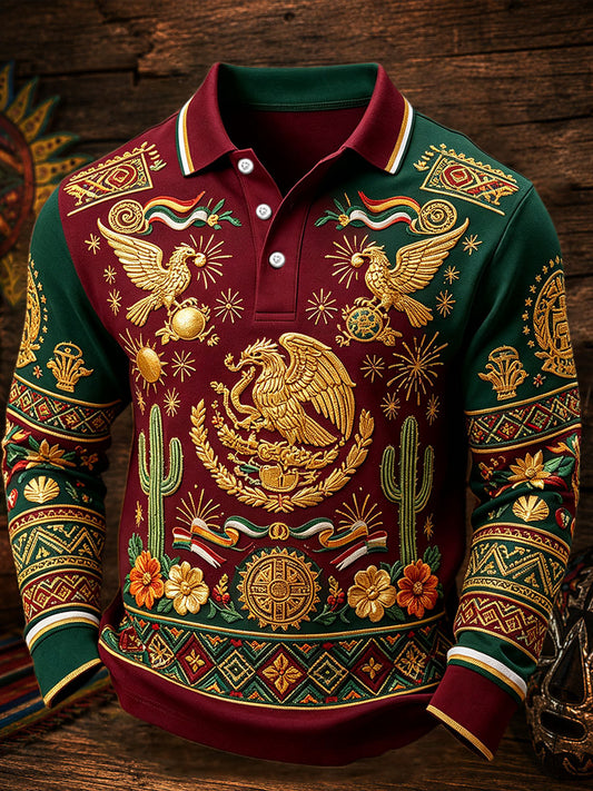 Men's Mexico Independence Day Art Printed Casual Tops
