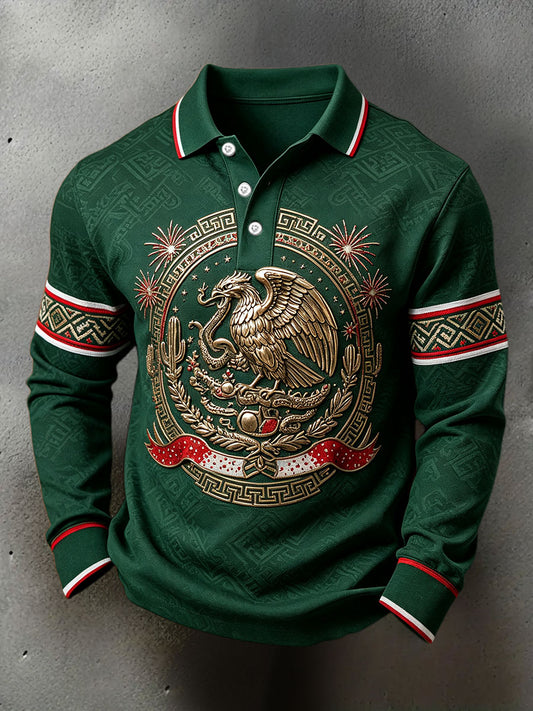 Men's Mexico Independence Day Art Printed Casual Tops